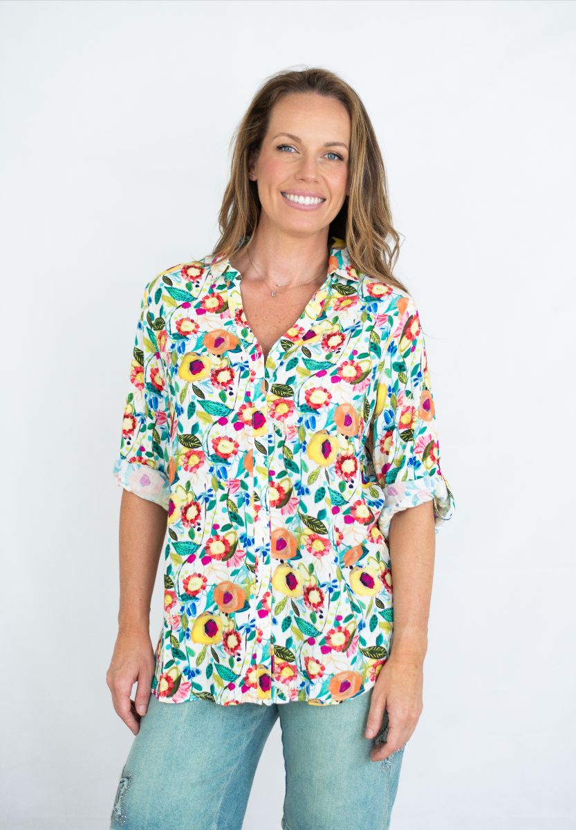 トップス verybrain lilyofthevalley print blouse verybrain lilyofthevalley print blouse Women's Cream Silk Lily Of